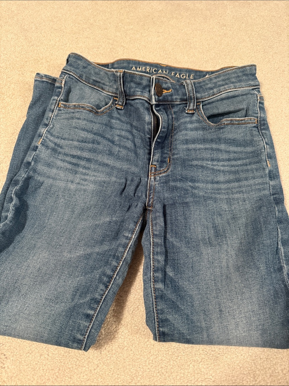 American Eagle Outfitters Women's Blue Stretch Mid-Rise Jeans